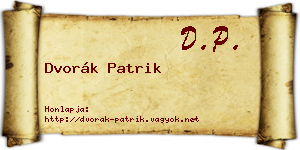 Dvorák Patrik névjegykártya